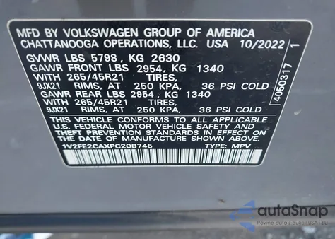 2023 Volkswagen Atlas Cross Sport 3.6L V6 Sel Premium R-Line z USA, uszkodzony, nr VIN 1V2FE2CAXPC208745